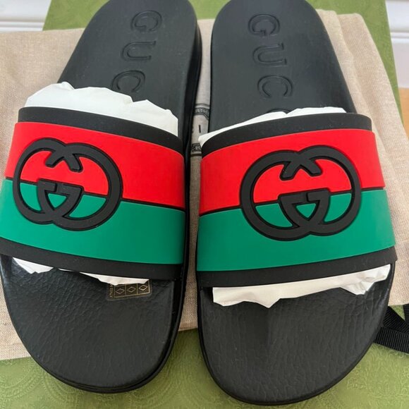 men's Gucci Slide Interlocking G Black - Picture 1 of 7